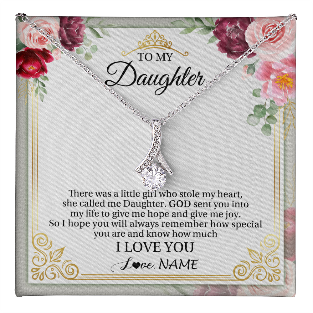 Alluring Beauty Necklace 14K White Gold Finish | 1 | Personalized To My Daughter Necklace From Mom Mother There Was A Little Girl Daughter Birthday Jewelry Graduation Christmas Customized Gift Box Message Card | teecentury
