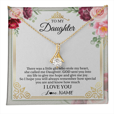 Alluring Beauty Necklace 18K Yellow Gold Finish | 1 | Personalized To My Daughter Necklace From Mom Mother There Was A Little Girl Daughter Birthday Jewelry Graduation Christmas Customized Gift Box Message Card | teecentury