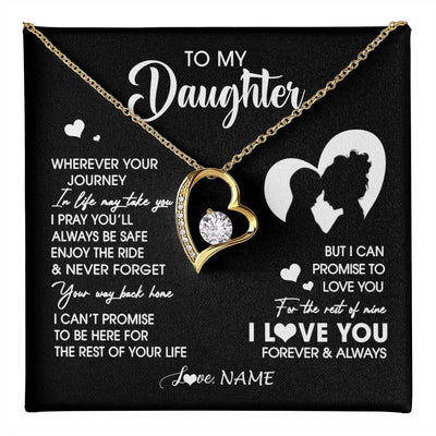 Forever Love Necklace 18K Yellow Gold Finish | 1 | Personalized To My Daughter Necklace From Mom Mother Wherever Your Journey Daughter Birthday Gifts Graduation Christmas Customized Gift Box Message Card | teecentury