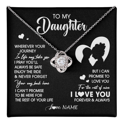 Love Knot Necklace 14K White Gold Finish | 1 | Personalized To My Daughter Necklace From Mom Mother Wherever Your Journey Daughter Birthday Gifts Graduation Christmas Customized Gift Box Message Card | teecentury