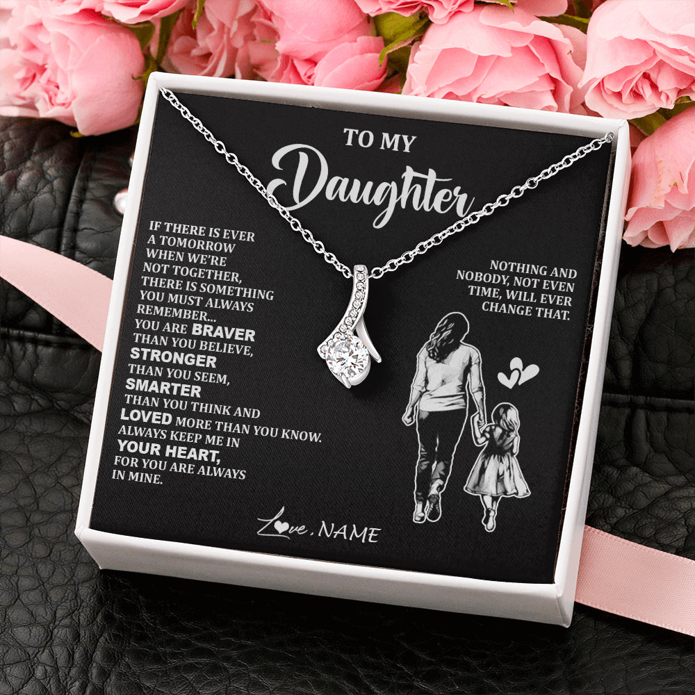 Alluring Beauty Necklace 14K White Gold Finish | 2 | Personalized To My Daughter Necklace From Mom Mother You Are Always In Mine Beautiful Daughter Birthday Jewelry Graduation Christmas With Gift Box Message Card | teecentury