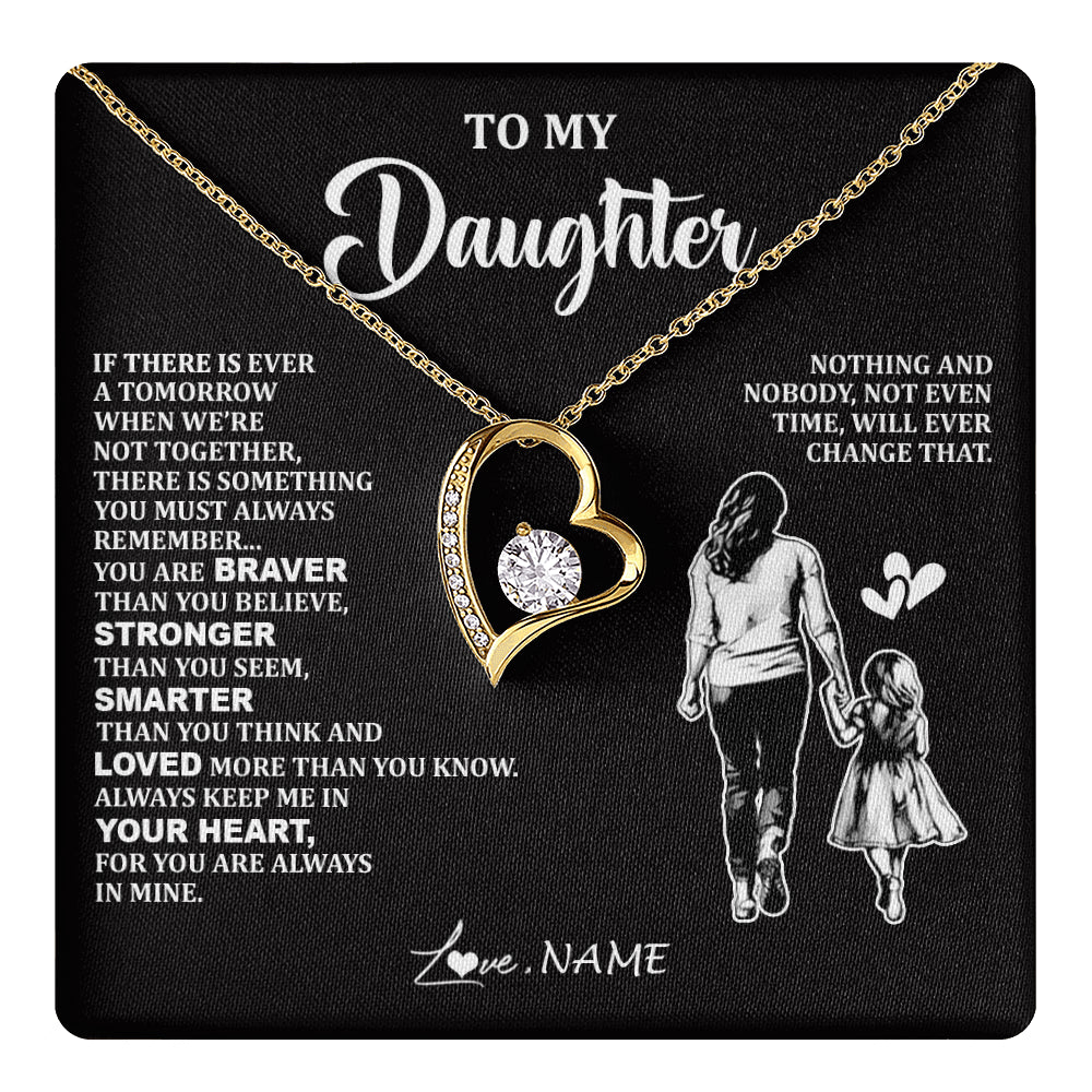 Forever Love Necklace 18K Yellow Gold Finish | 1 | Personalized To My Daughter Necklace From Mom Mother You Are Always In Mine Beautiful Daughter Birthday Jewelry Graduation Christmas With Gift Box Message Card | teecentury