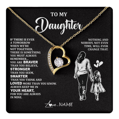 Forever Love Necklace 18K Yellow Gold Finish | 1 | Personalized To My Daughter Necklace From Mom Mother You Are Always In Mine Beautiful Daughter Birthday Jewelry Graduation Christmas With Gift Box Message Card | teecentury