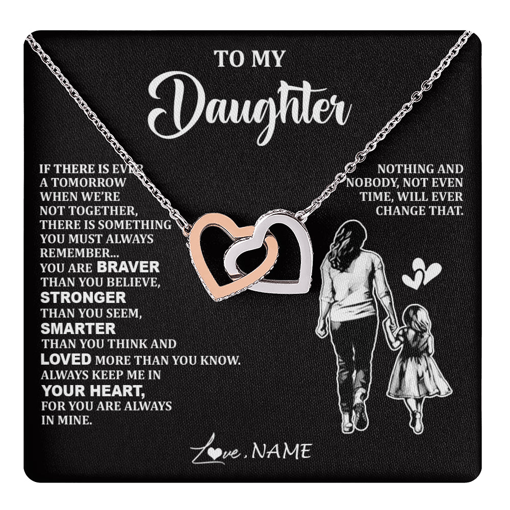 Interlocking Hearts Necklace Stainless Steel & Rose Gold Finish | 1 | Personalized To My Daughter Necklace From Mom Mother You Are Always In Mine Beautiful Daughter Birthday Jewelry Graduation Christmas With Gift Box Message Card | teecentury