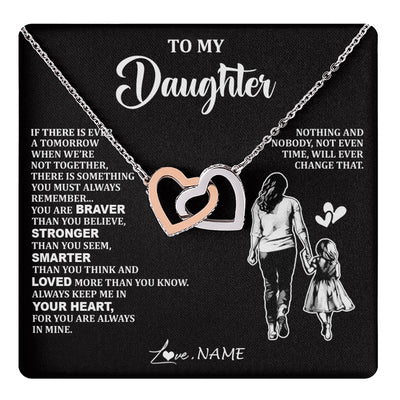 Interlocking Hearts Necklace Stainless Steel & Rose Gold Finish | 1 | Personalized To My Daughter Necklace From Mom Mother You Are Always In Mine Beautiful Daughter Birthday Jewelry Graduation Christmas With Gift Box Message Card | teecentury