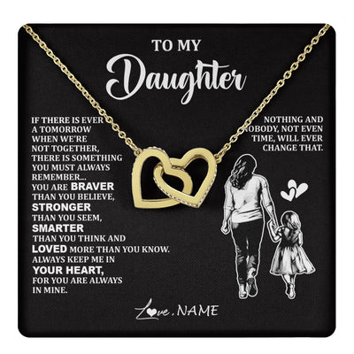 Interlocking Hearts Necklace 18K Yellow Gold Finish | 1 | Personalized To My Daughter Necklace From Mom Mother You Are Always In Mine Beautiful Daughter Birthday Jewelry Graduation Christmas With Gift Box Message Card | teecentury