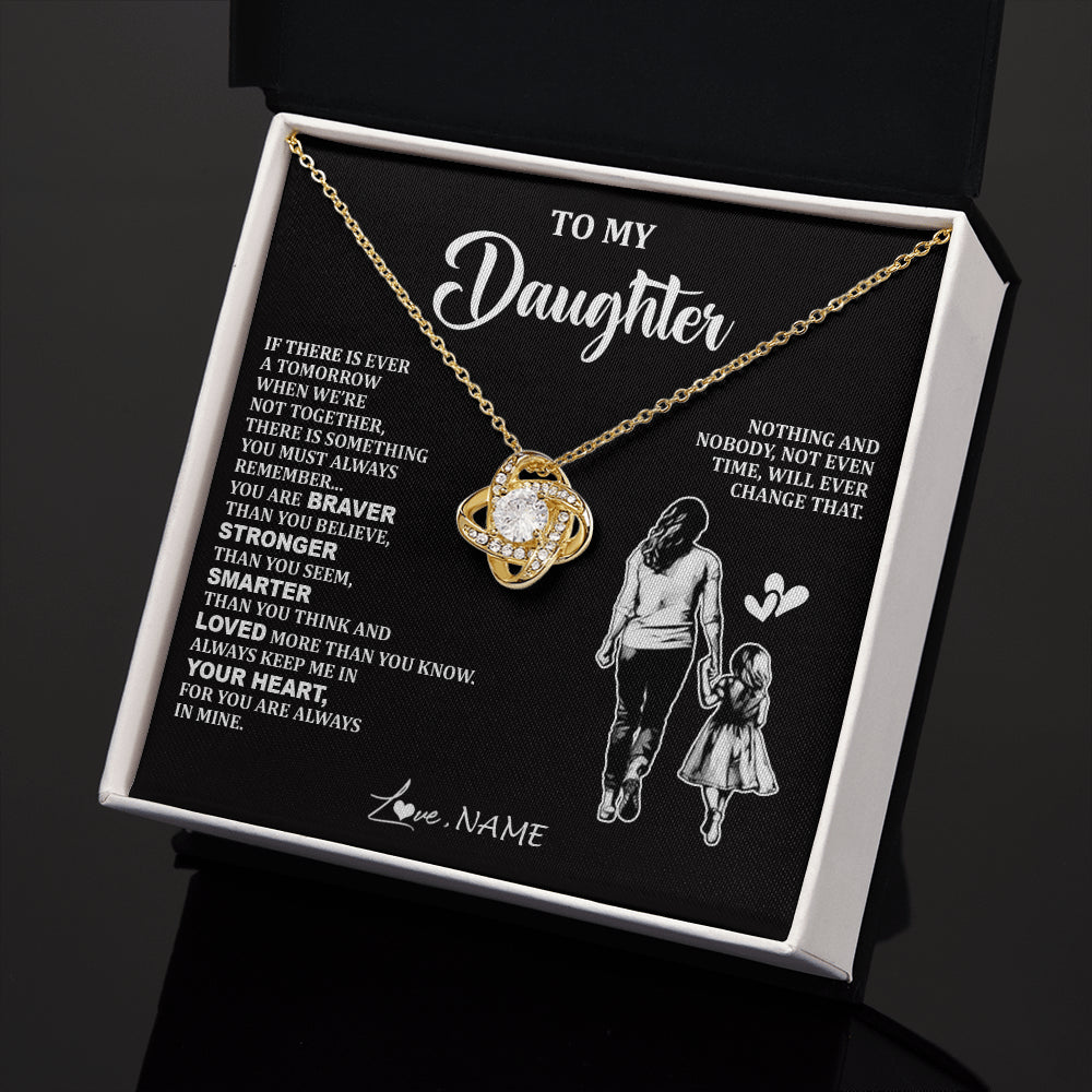 Love Knot Necklace 18K Yellow Gold Finish | 2 | Personalized To My Daughter Necklace From Mom Mother You Are Always In Mine Beautiful Daughter Birthday Jewelry Graduation Christmas With Gift Box Message Card | teecentury