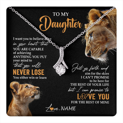 Alluring Beauty Necklace 14K White Gold Finish | 1 | Personalized To My Daughter Necklace From Mom Mother You Will Never Lose Lion Daughter Birthday Gifts Graduation Christmas Customized Gift Box Message Card | teecentury