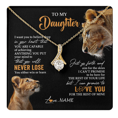 Alluring Beauty Necklace 18K Yellow Gold Finish | 1 | Personalized To My Daughter Necklace From Mom Mother You Will Never Lose Lion Daughter Birthday Gifts Graduation Christmas Customized Gift Box Message Card | teecentury