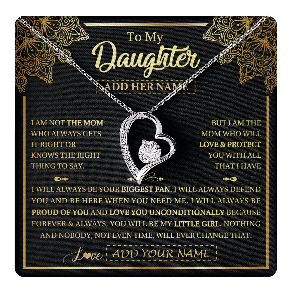 Forever Love Necklace 14K White Gold Finish | 1 | Personalized To My Daughter Necklace From Mom Mother Your Biggest Fan Birthday Gifts For Daughter Gifts Christmas Jewelry Custom Gift Box Message Card | teecentury.myshopify