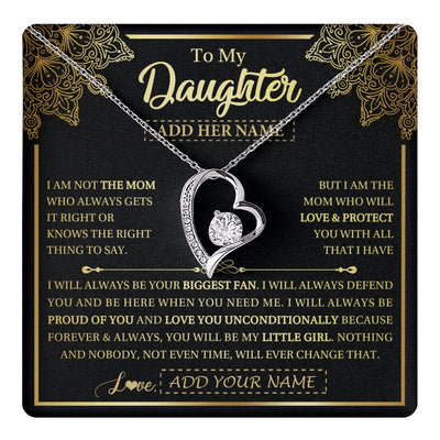 Forever Love Necklace 14K White Gold Finish | 1 | Personalized To My Daughter Necklace From Mom Mother Your Biggest Fan Birthday Gifts For Daughter Gifts Christmas Jewelry Custom Gift Box Message Card | teecentury.myshopify