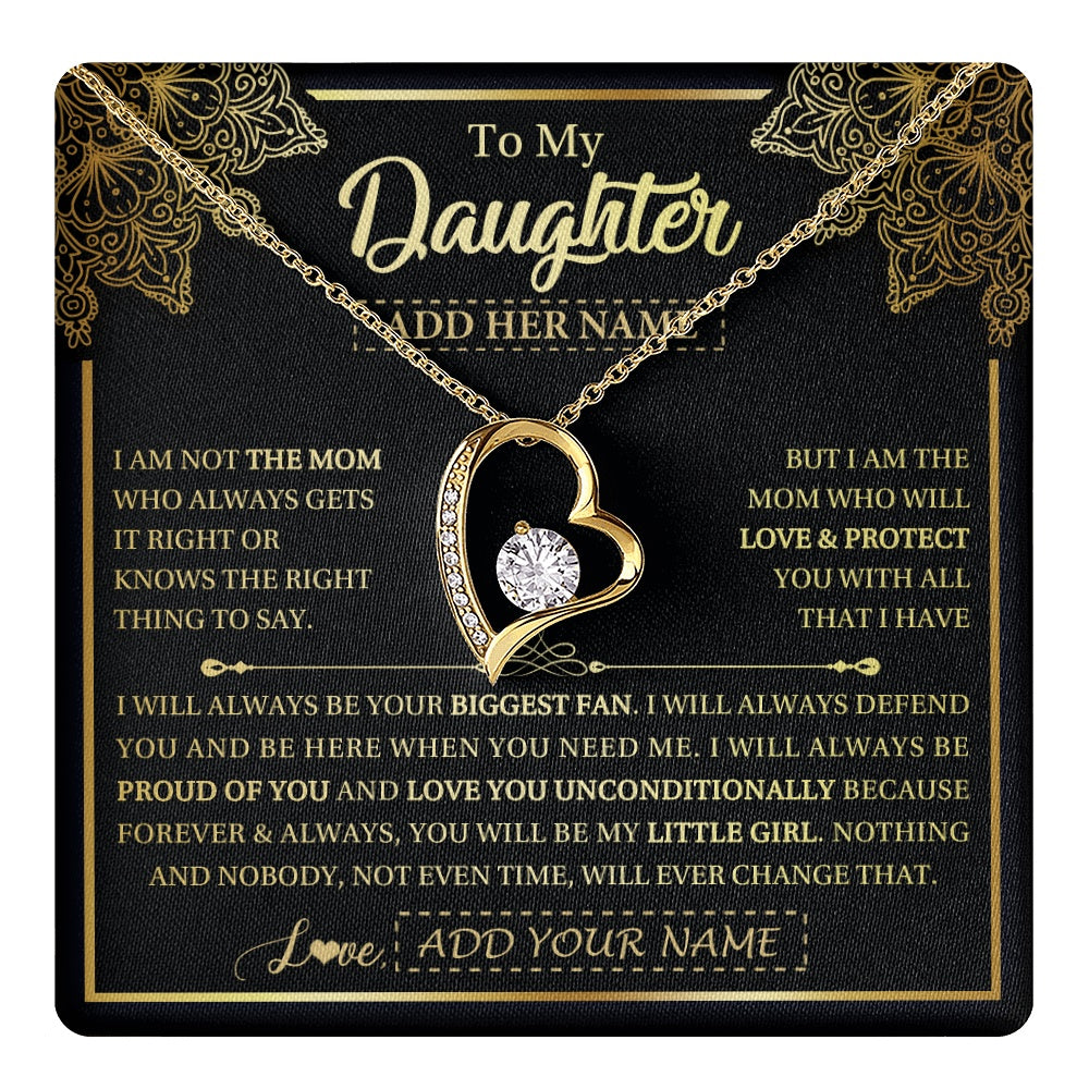 Forever Love Necklace 18K Yellow Gold Finish | 1 | Personalized To My Daughter Necklace From Mom Mother Your Biggest Fan Birthday Gifts For Daughter Gifts Christmas Jewelry Custom Gift Box Message Card | teecentury.myshopify