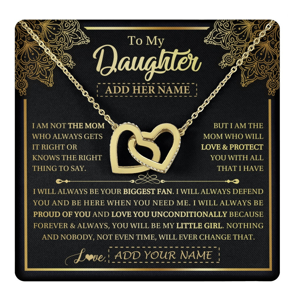 Interlocking Hearts Necklace 18K Yellow Gold Finish | 1 | Personalized To My Daughter Necklace From Mom Mother Your Biggest Fan Birthday Gifts For Daughter Gifts Christmas Jewelry Custom Gift Box Message Card | teecentury.myshopify