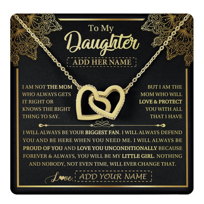 Interlocking Hearts Necklace 18K Yellow Gold Finish | 1 | Personalized To My Daughter Necklace From Mom Mother Your Biggest Fan Birthday Gifts For Daughter Gifts Christmas Jewelry Custom Gift Box Message Card | teecentury.myshopify