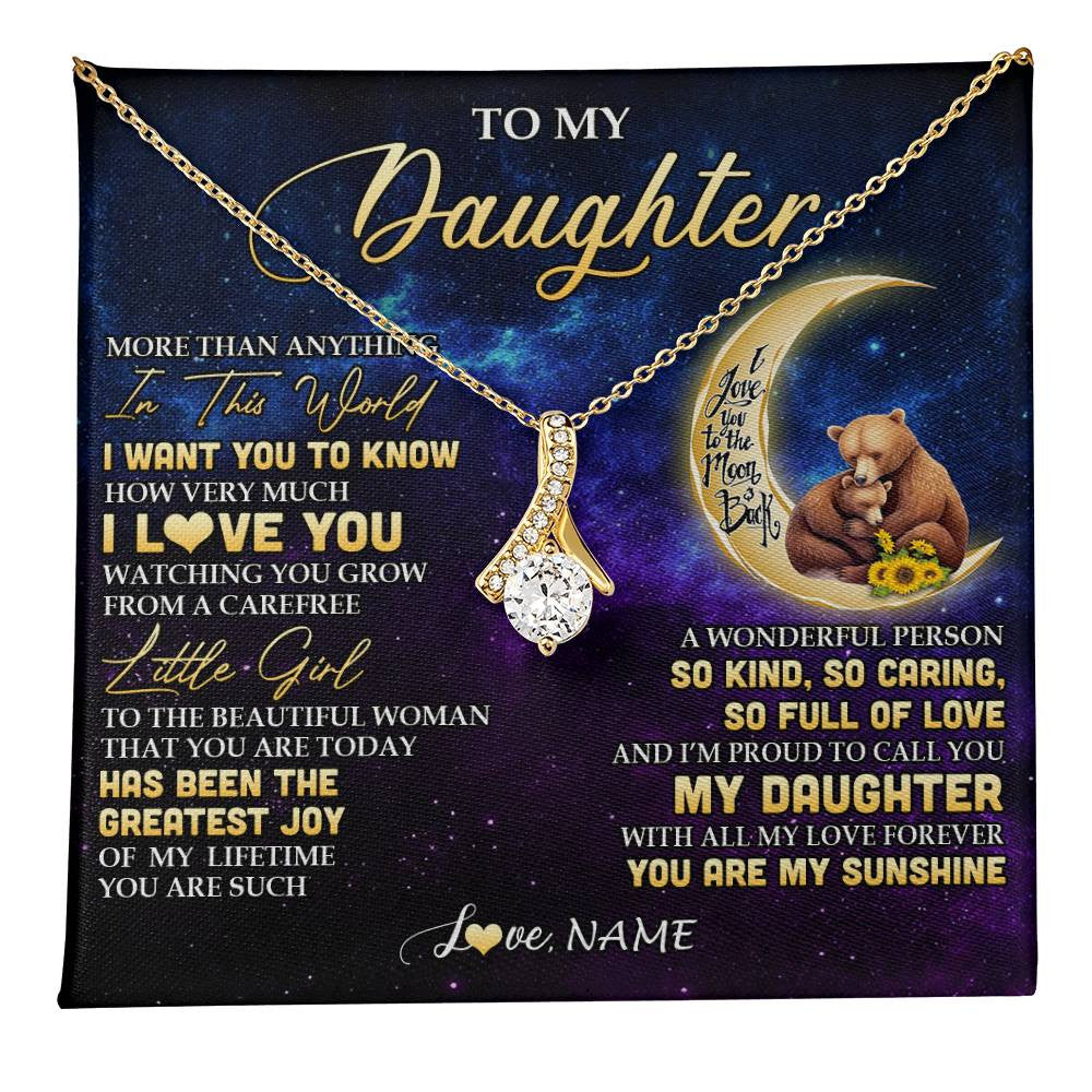 Alluring Beauty Necklace 18K Yellow Gold Finish | 1 | Personalized To My Daughter Necklace From Mom Positive Energy Encourage Brave Little Bear Daughter Birthday Gifts Christmas Customized Gift Box Message Card | teecentury