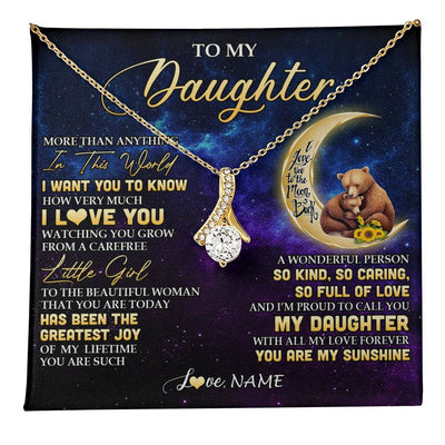 Alluring Beauty Necklace 18K Yellow Gold Finish | 1 | Personalized To My Daughter Necklace From Mom Positive Energy Encourage Brave Little Bear Daughter Birthday Gifts Christmas Customized Gift Box Message Card | teecentury