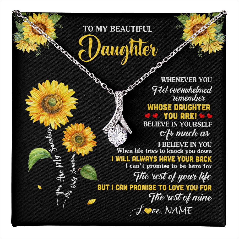 Alluring Beauty Necklace 14K White Gold Finish | 1 | Personalized To My Daughter Necklace From Mom Whenever You Feel Sunflower Daughter Birthday Jewelry Graduation Christmas Customized Gift Box Message Card | teecentury