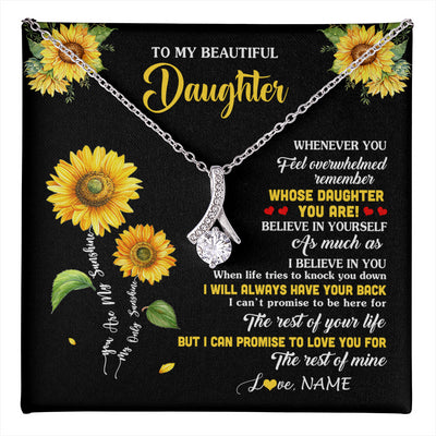 Alluring Beauty Necklace 14K White Gold Finish | 1 | Personalized To My Daughter Necklace From Mom Whenever You Feel Sunflower Daughter Birthday Jewelry Graduation Christmas Customized Gift Box Message Card | teecentury