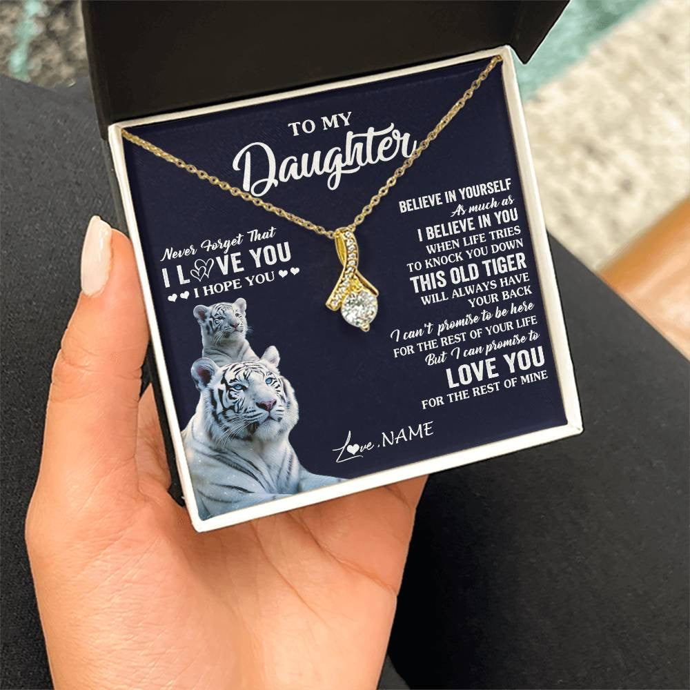 Alluring Beauty Necklace 18K Yellow Gold Finish | 2 | Personalized To My Daughter Necklace Gift From Mom Dad Mother This Old Tiger Love You Daughter Birthday Graduation Christmas Customized Gift Box Message Card | teecentury