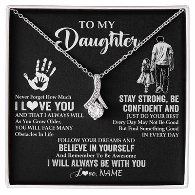 Alluring Beauty Necklace 14K White Gold Finish | 1 | Personalized To My Daughter Necklace I Love You Forever From Dad Daughter Birthday Gifts Christmas Thanksgiving Graduation Customized Gift Box Message Card | teecentury