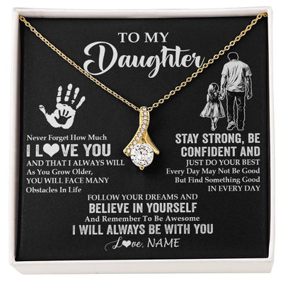 Alluring Beauty Necklace 18K Yellow Gold Finish | 1 | Personalized To My Daughter Necklace I Love You Forever From Dad Daughter Birthday Gifts Christmas Thanksgiving Graduation Customized Gift Box Message Card | teecentury