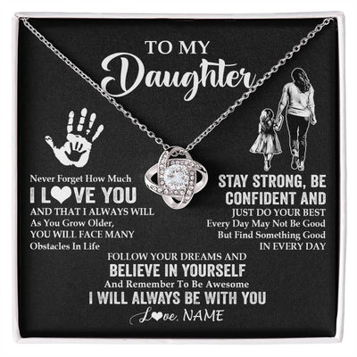 Love Knot Necklace 14K White Gold Finish | 1 | Personalized To My Daughter Necklace I Love You Forever From Mom Daughter Birth Ifts Christmas Thanksgiving Graduation Customized Gift Box Message Card | teecentury