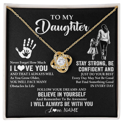 Love Knot Necklace 18K Yellow Gold Finish | 1 | Personalized To My Daughter Necklace I Love You Forever From Mom Daughter Birth Ifts Christmas Thanksgiving Graduation Customized Gift Box Message Card | teecentury