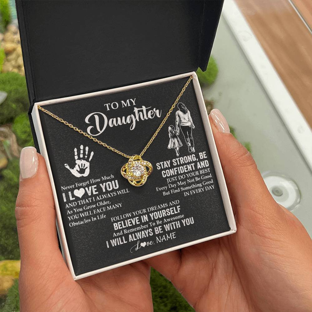 Love Knot Necklace 18K Yellow Gold Finish | 2 | Personalized To My Daughter Necklace I Love You Forever From Mom Daughter Birth Ifts Christmas Thanksgiving Graduation Customized Gift Box Message Card | teecentury