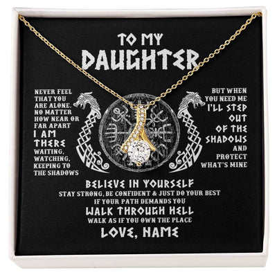 Alluring Beauty Necklace 18K Yellow Gold Finish | 1 | Personalized To My Daughter Necklace Viking Never Feel You Are Alone Odin Scandinavian Norse Runes Daughter Birthday Christmas Customized Gift Box Message Card | teecentury