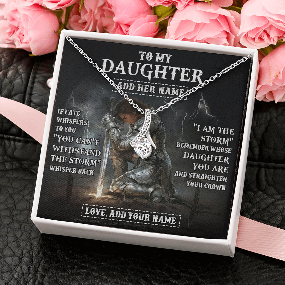 Alluring Beauty Necklace 14K White Gold Finish | 2 | Personalized To My Daughter Necklace Women Warrior Knights Templar I Am The Storm Best Daughter Birthday Gifts Graduation Christmas Gift Box Message Card | teecentury