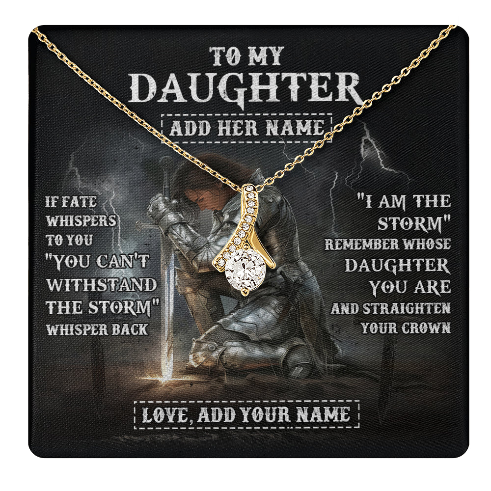 Alluring Beauty Necklace 18K Yellow Gold Finish | 1 | Personalized To My Daughter Necklace Women Warrior Knights Templar I Am The Storm Best Daughter Birthday Gifts Graduation Christmas Gift Box Message Card | teecentury