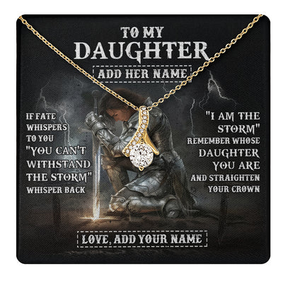 Alluring Beauty Necklace 18K Yellow Gold Finish | 1 | Personalized To My Daughter Necklace Women Warrior Knights Templar I Am The Storm Best Daughter Birthday Gifts Graduation Christmas Gift Box Message Card | teecentury