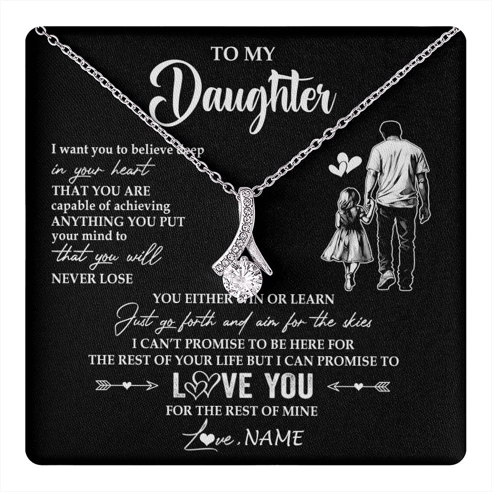 Alluring Beauty Necklace 14K White Gold Finish | 1 | Personalized To My Daughter Necklace You Will Never Lose From Dad Father Daughter Birthday Gifts Graduation Christmas Customized Gift Box Message Card | teecentury
