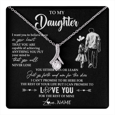 Alluring Beauty Necklace 14K White Gold Finish | 1 | Personalized To My Daughter Necklace You Will Never Lose From Dad Father Daughter Birthday Gifts Graduation Christmas Customized Gift Box Message Card | teecentury