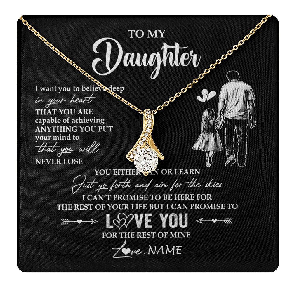 Alluring Beauty Necklace 18K Yellow Gold Finish | 1 | Personalized To My Daughter Necklace You Will Never Lose From Dad Father Daughter Birthday Gifts Graduation Christmas Customized Gift Box Message Card | teecentury