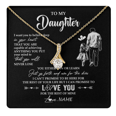 Alluring Beauty Necklace 18K Yellow Gold Finish | 1 | Personalized To My Daughter Necklace You Will Never Lose From Dad Father Daughter Birthday Gifts Graduation Christmas Customized Gift Box Message Card | teecentury