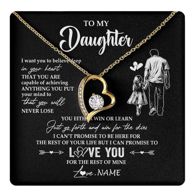 Forever Love Necklace 18K Yellow Gold Finish | 1 | Personalized To My Daughter Necklace You Will Never Lose From Dad Father Daughter Birthday Gifts Graduation Christmas Customized Gift Box Message Card | teecentury