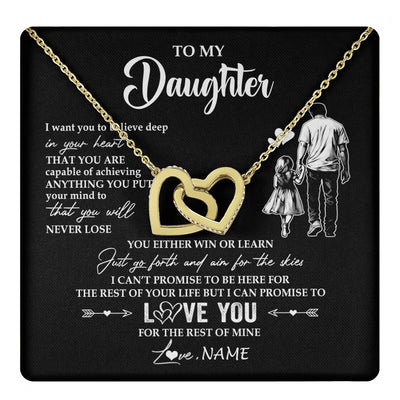 Interlocking Hearts Necklace 18K Yellow Gold Finish | 1 | Personalized To My Daughter Necklace You Will Never Lose From Dad Father Daughter Birthday Gifts Graduation Christmas Customized Gift Box Message Card | teecentury