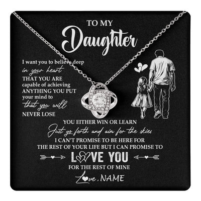Love Knot Necklace 14K White Gold Finish | 1 | Personalized To My Daughter Necklace You Will Never Lose From Dad Father Daughter Birthday Gifts Graduation Christmas Customized Gift Box Message Card | teecentury
