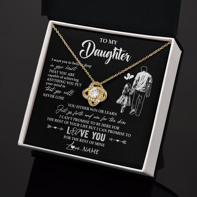Love Knot Necklace 18K Yellow Gold Finish | 2 | Personalized To My Daughter Necklace You Will Never Lose From Dad Father Daughter Birthday Gifts Graduation Christmas Customized Gift Box Message Card | teecentury
