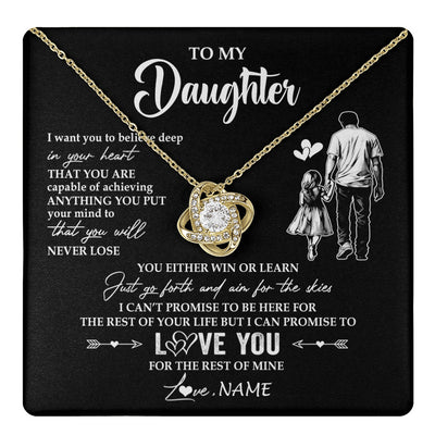 Love Knot Necklace 18K Yellow Gold Finish | 1 | Personalized To My Daughter Necklace You Will Never Lose From Dad Father Daughter Birthday Gifts Graduation Christmas Customized Gift Box Message Card | teecentury