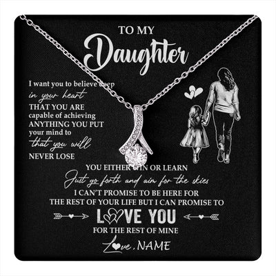 Alluring Beauty Necklace 14K White Gold Finish | 1 | Personalized To My Daughter Necklace You Will Never Lose From Mom Mother Daughter Birthday Gifts Graduation Christmas Customized Gift Box Message Card | teecentury