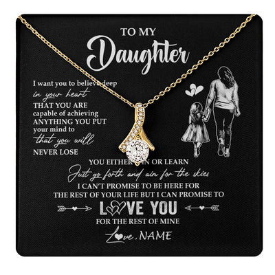 Alluring Beauty Necklace 18K Yellow Gold Finish | 1 | Personalized To My Daughter Necklace You Will Never Lose From Mom Mother Daughter Birthday Gifts Graduation Christmas Customized Gift Box Message Card | teecentury