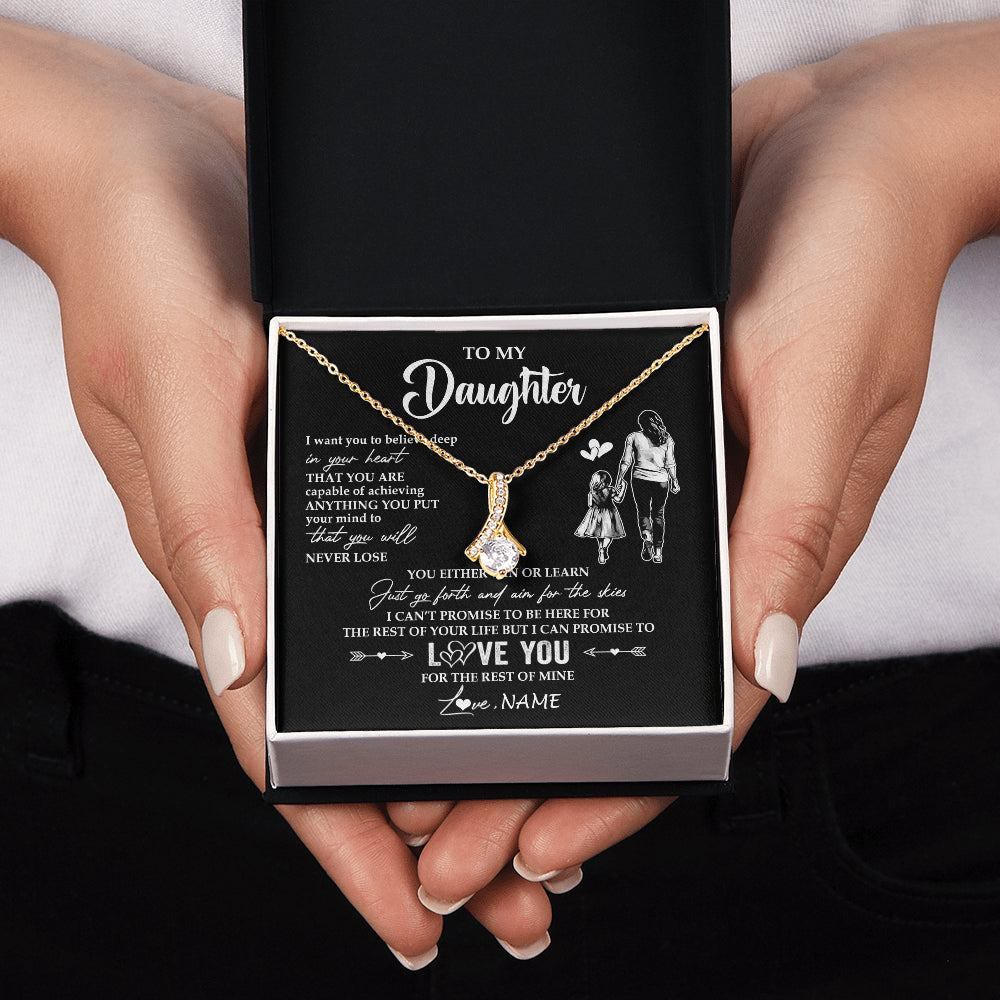 Alluring Beauty Necklace 18K Yellow Gold Finish | 2 | Personalized To My Daughter Necklace You Will Never Lose From Mom Mother Daughter Birthday Gifts Graduation Christmas Customized Gift Box Message Card | teecentury