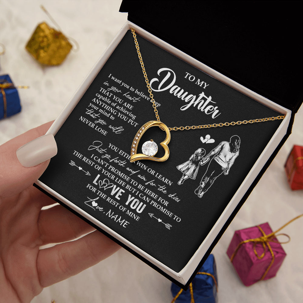 Forever Love Necklace 18K Yellow Gold Finish | 2 | Personalized To My Daughter Necklace You Will Never Lose From Mom Mother Daughter Birthday Gifts Graduation Christmas Customized Gift Box Message Card | teecentury