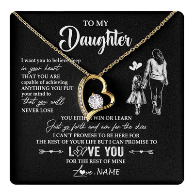 Forever Love Necklace 18K Yellow Gold Finish | 1 | Personalized To My Daughter Necklace You Will Never Lose From Mom Mother Daughter Birthday Gifts Graduation Christmas Customized Gift Box Message Card | teecentury