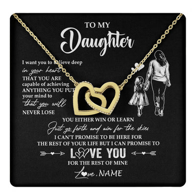 Interlocking Hearts Necklace 18K Yellow Gold Finish | 1 | Personalized To My Daughter Necklace You Will Never Lose From Mom Mother Daughter Birthday Gifts Graduation Christmas Customized Gift Box Message Card | teecentury