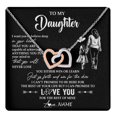 Interlocking Hearts Necklace Stainless Steel & Rose Gold Finish | 1 | Personalized To My Daughter Necklace You Will Never Lose From Mom Mother Daughter Birthday Gifts Graduation Christmas Customized Gift Box Message Card | teecentury