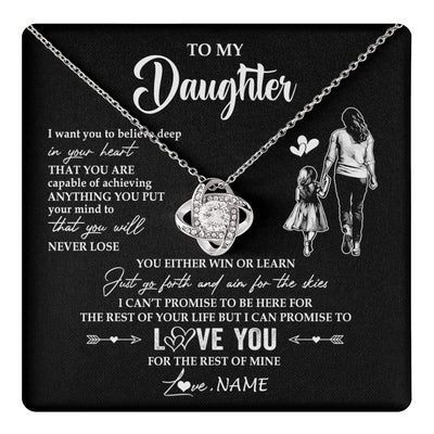 Love Knot Necklace 14K White Gold Finish | 1 | Personalized To My Daughter Necklace You Will Never Lose From Mom Mother Daughter Birthday Gifts Graduation Christmas Customized Gift Box Message Card | teecentury