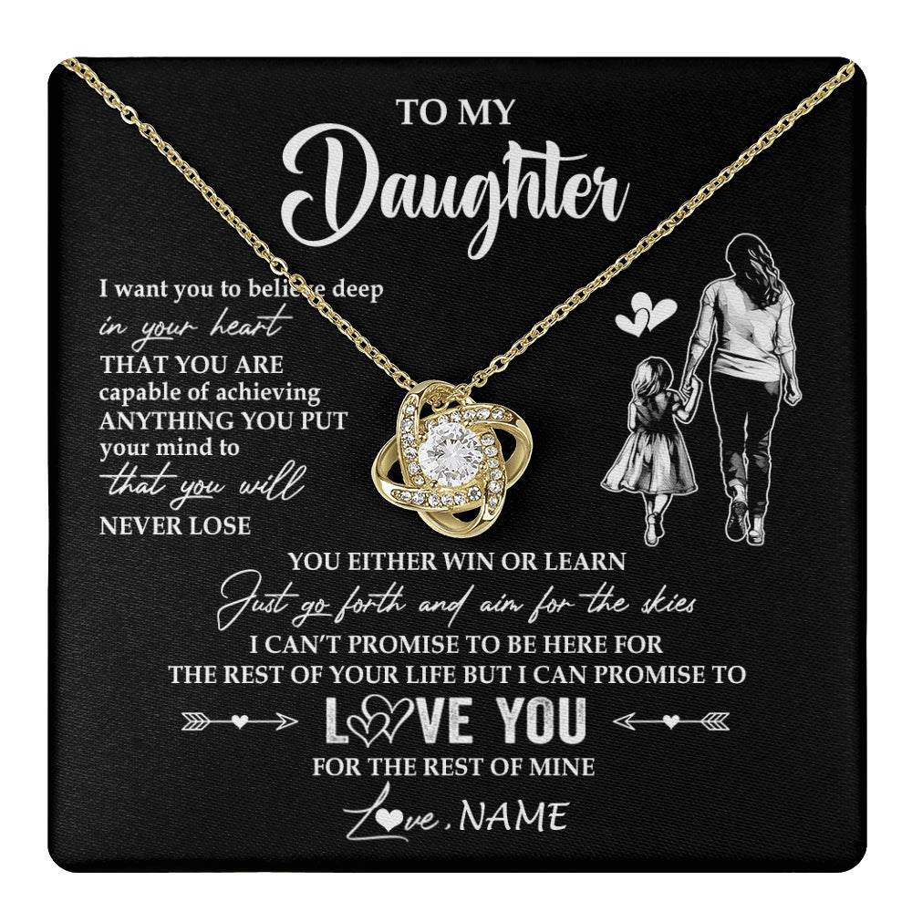 Love Knot Necklace 18K Yellow Gold Finish | 1 | Personalized To My Daughter Necklace You Will Never Lose From Mom Mother Daughter Birthday Gifts Graduation Christmas Customized Gift Box Message Card | teecentury